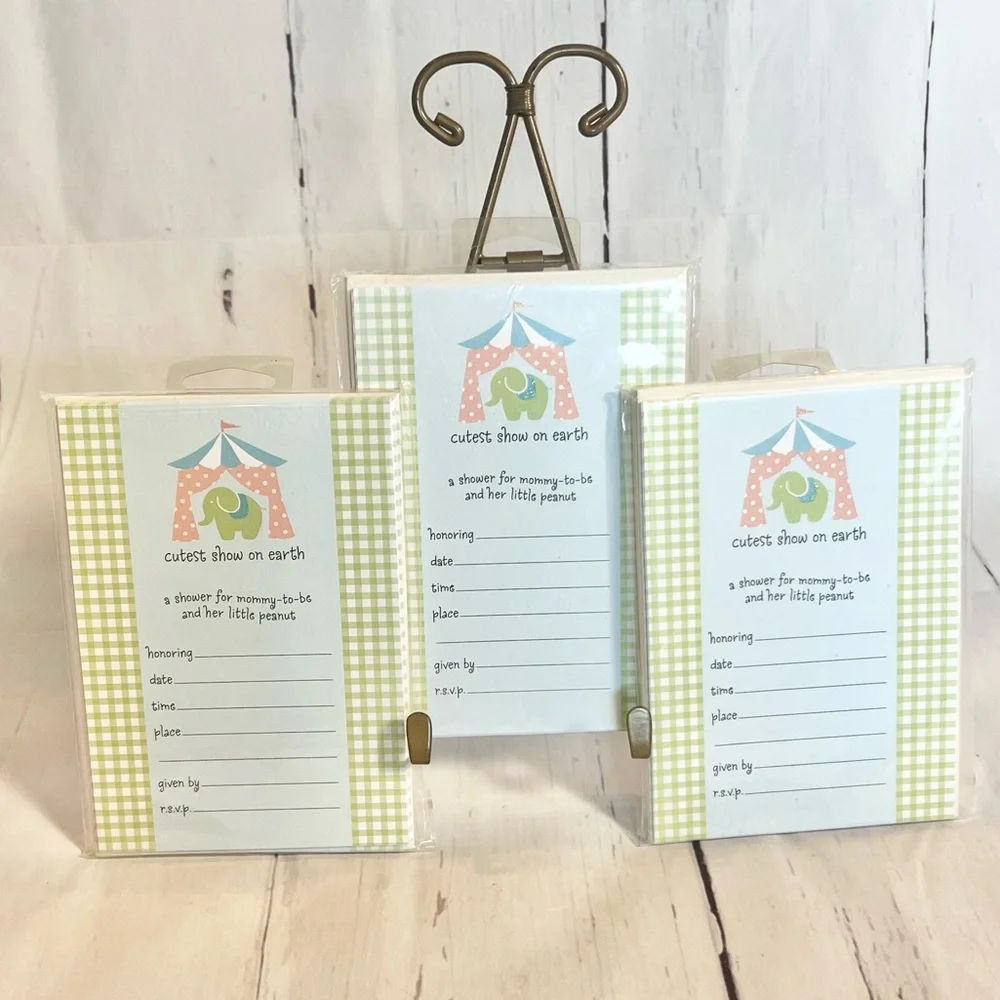 Vintage Hallmark Baby Shower Invitations Cutest Show on Earth Circus 24ct NIP